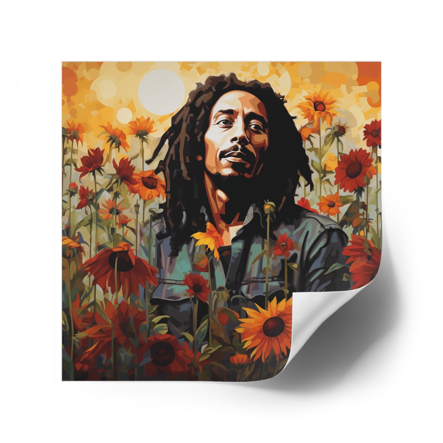 Bob Marley in a Flower Garden Laptop Sticker