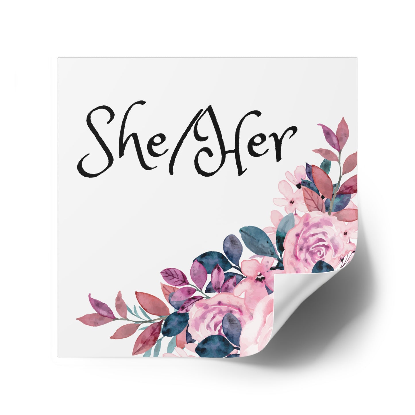 She/Her Pronoun Square Stickers, Indoor\Outdoor