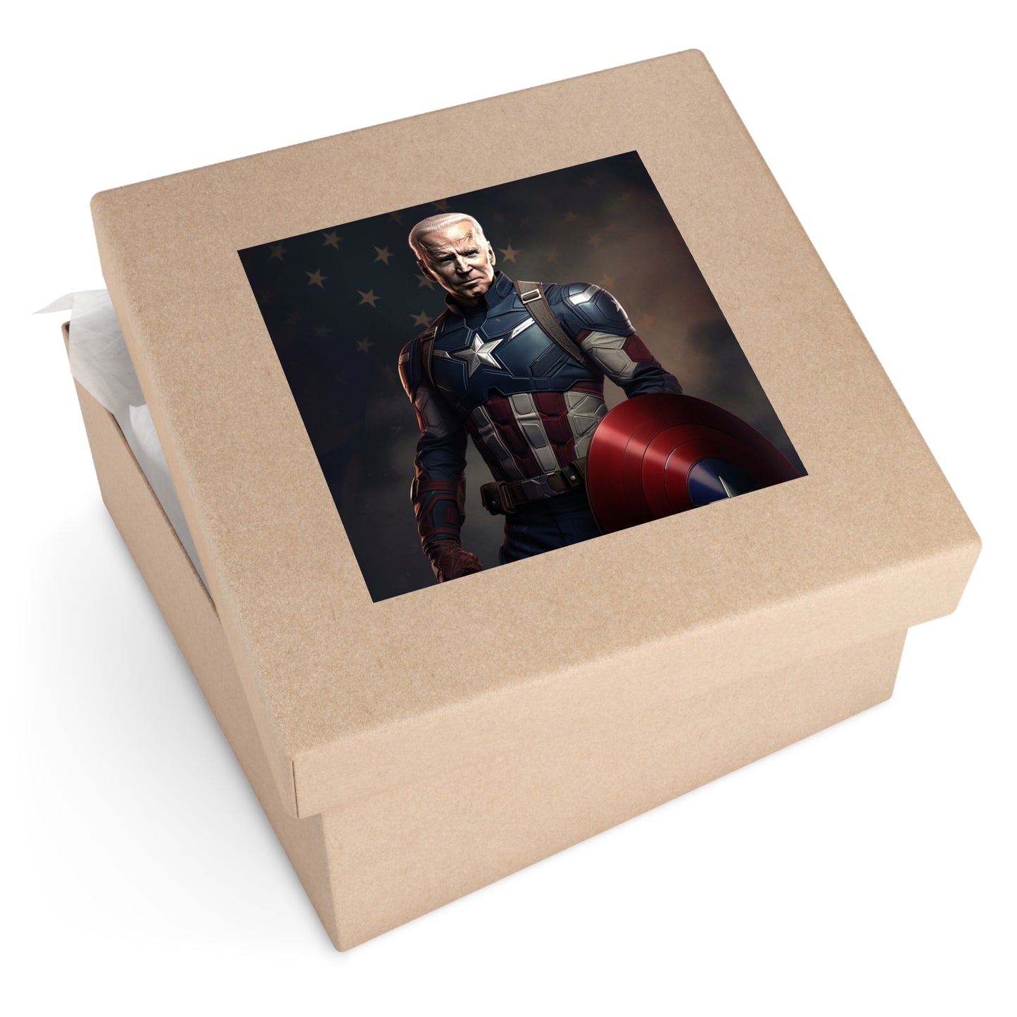 Joe Biden as Captain America on a Square Stickers Indoor\Outdoor