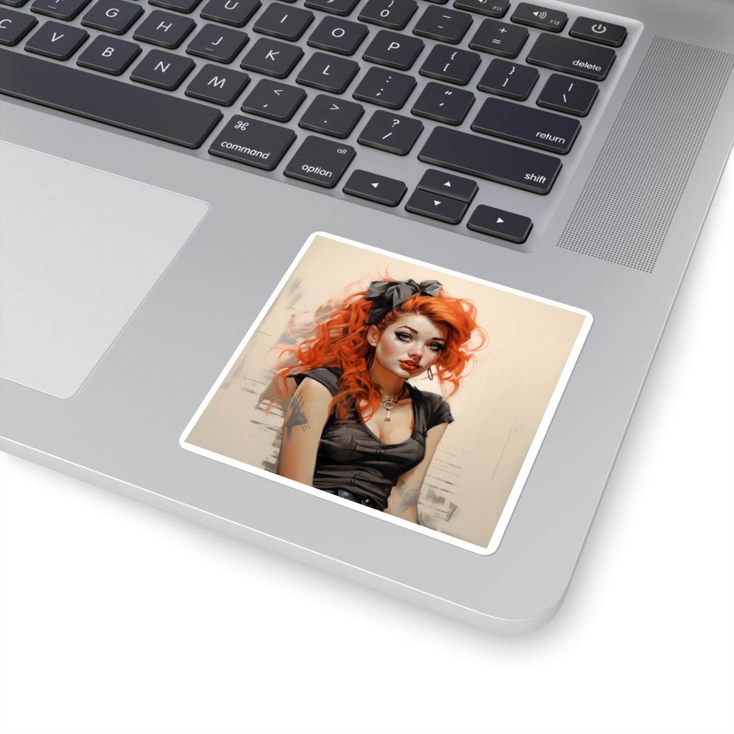 Orange Haired Punk Girl on a Square Sticker