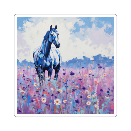 Beautiful Horse in a field of Flowers Square Stickers