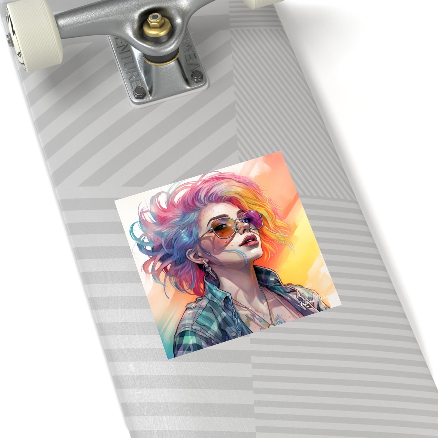 Pastel Rainbow Punk Girl  Laptop Sticker