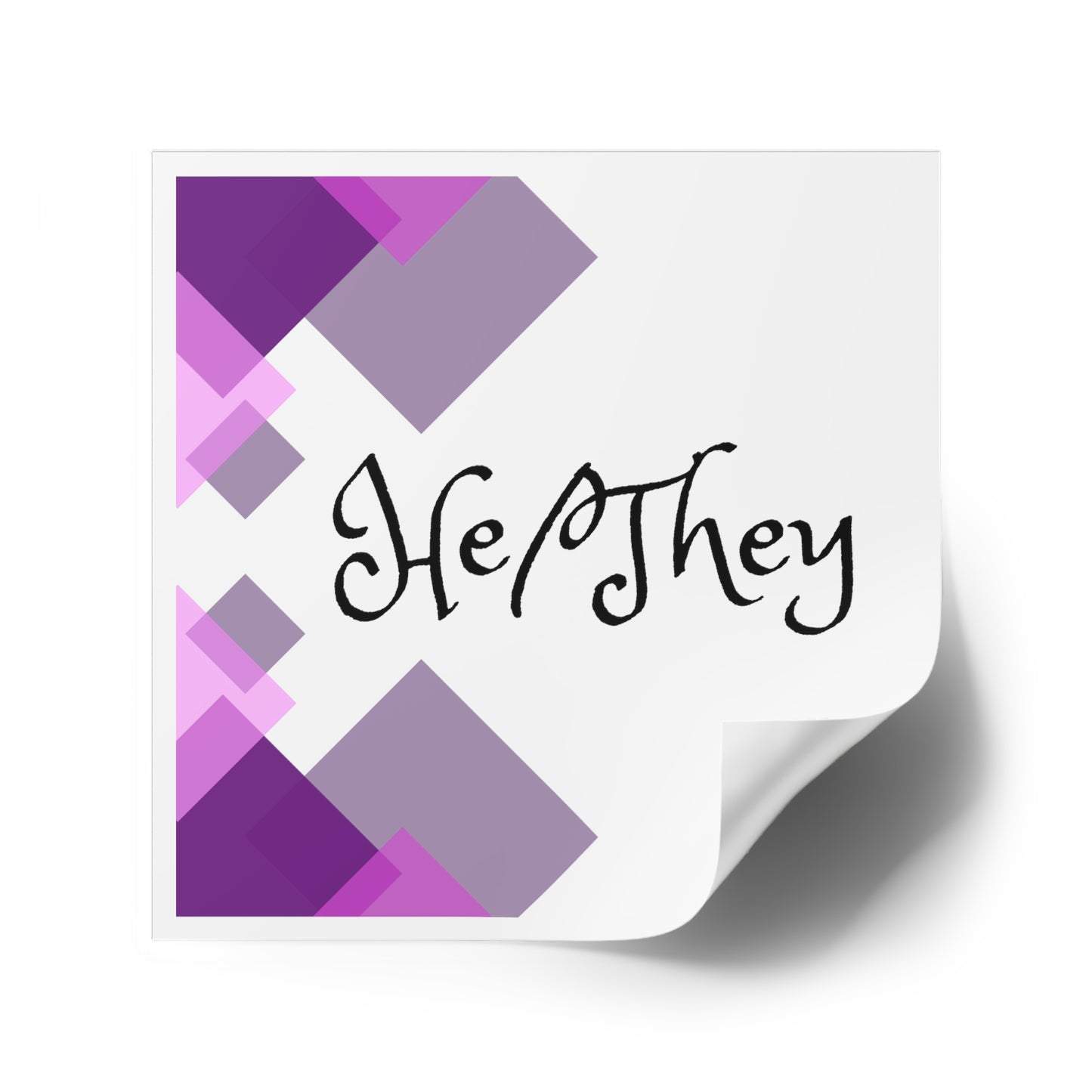 He/They Pronoun Laptop Square Stickers, Indoor\Outdoor