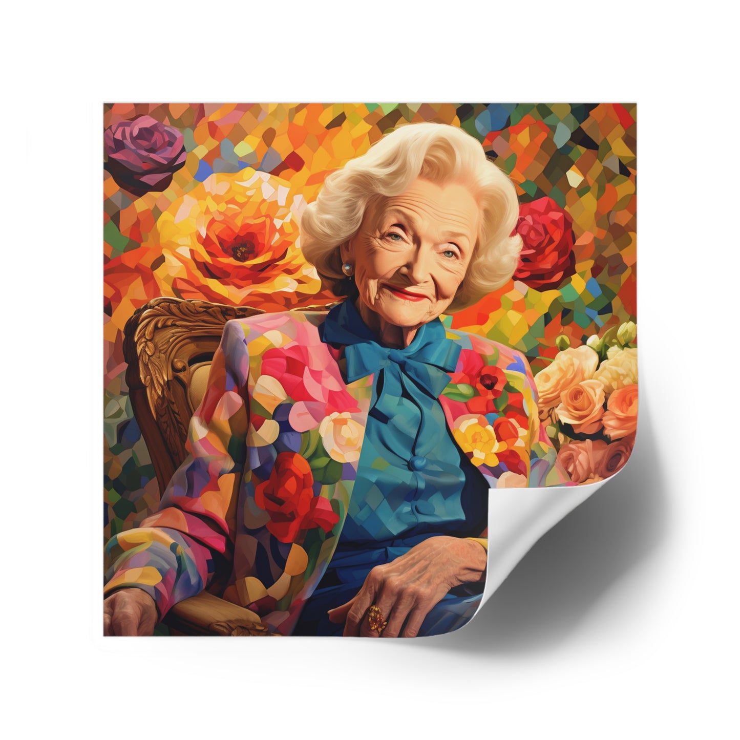 Betty White in a Flower Garden Laptop Sticker