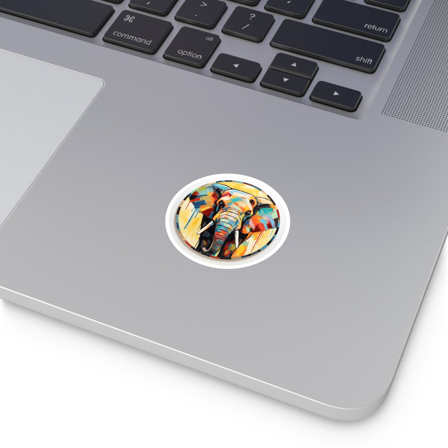 Color Block Elephant Painting on Round Stickers, IndoorOutdoor