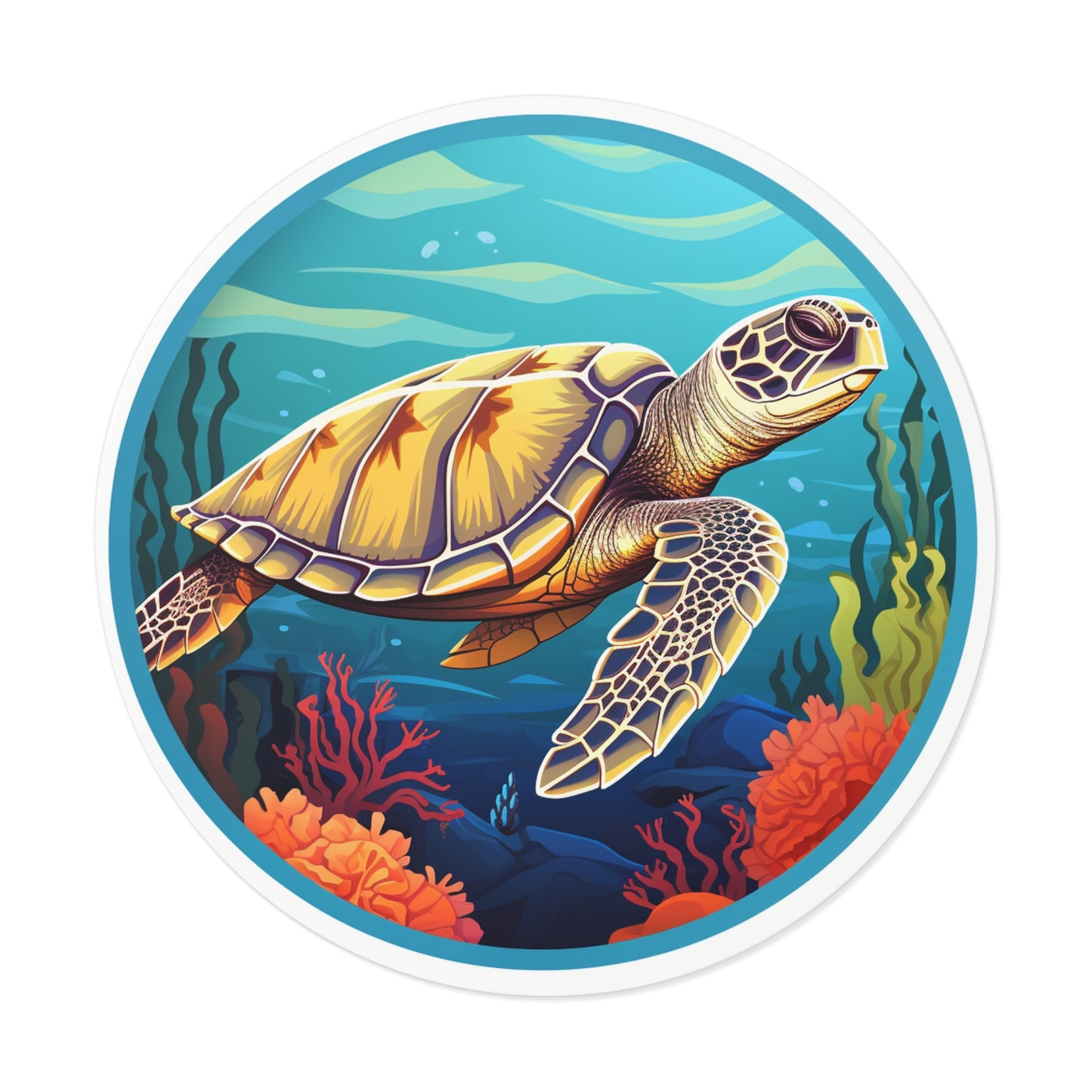 Sea Turtle Round Vinyl Stickers