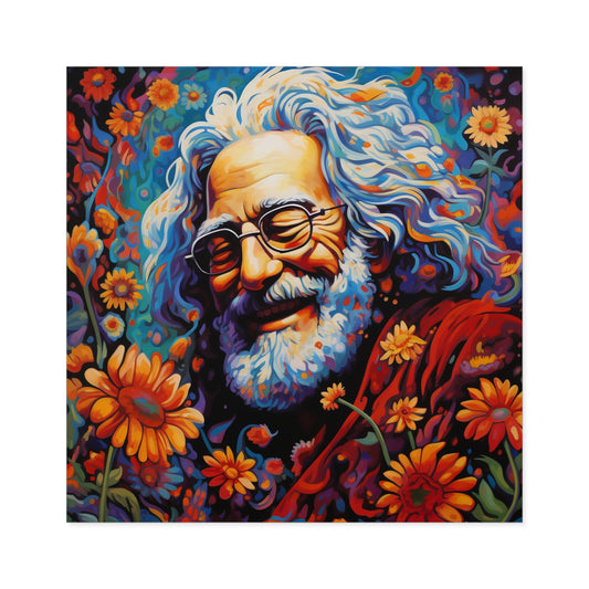 Jerry Garcia in a Flower Garden Laptop Sticker