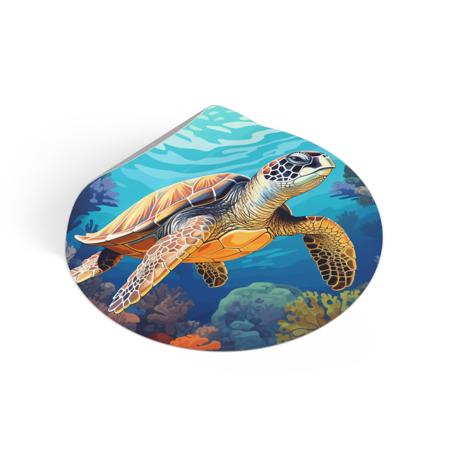 Sea Turtle Round Vinyl Stickers