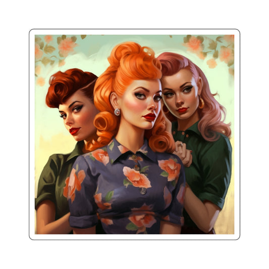 Pin up Girls on Square Stickers