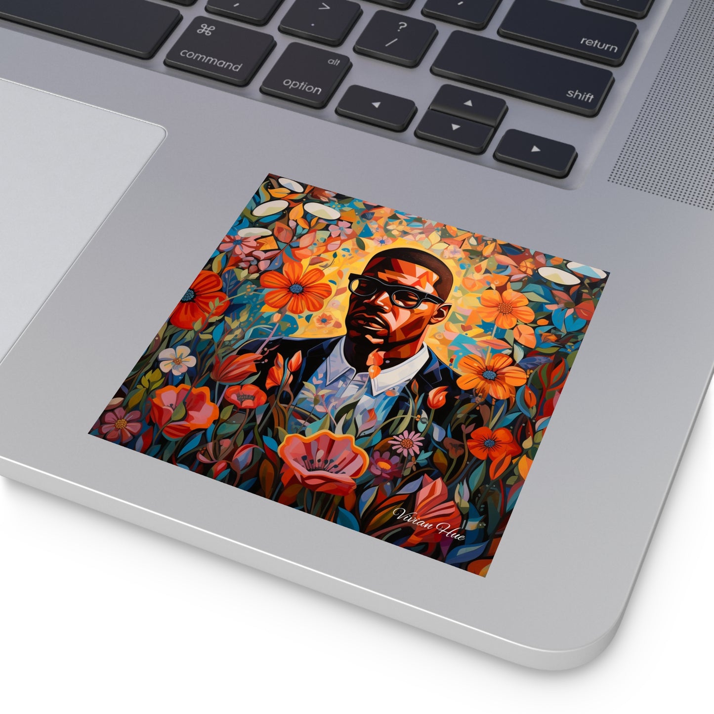 Malcolm X in a Flower Garden Laptop Sticker