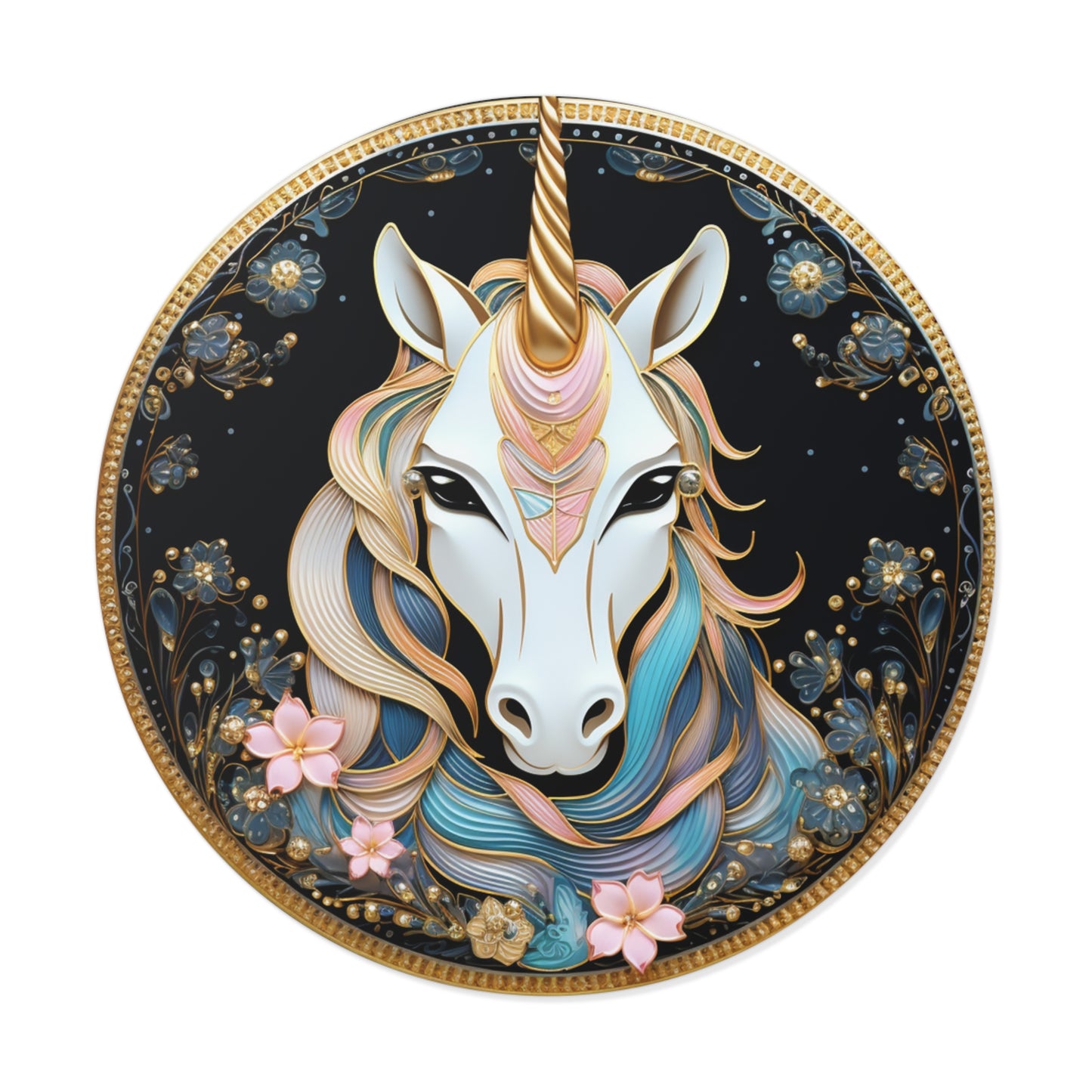 Fancy Unicorn Round Vinyl Stickers