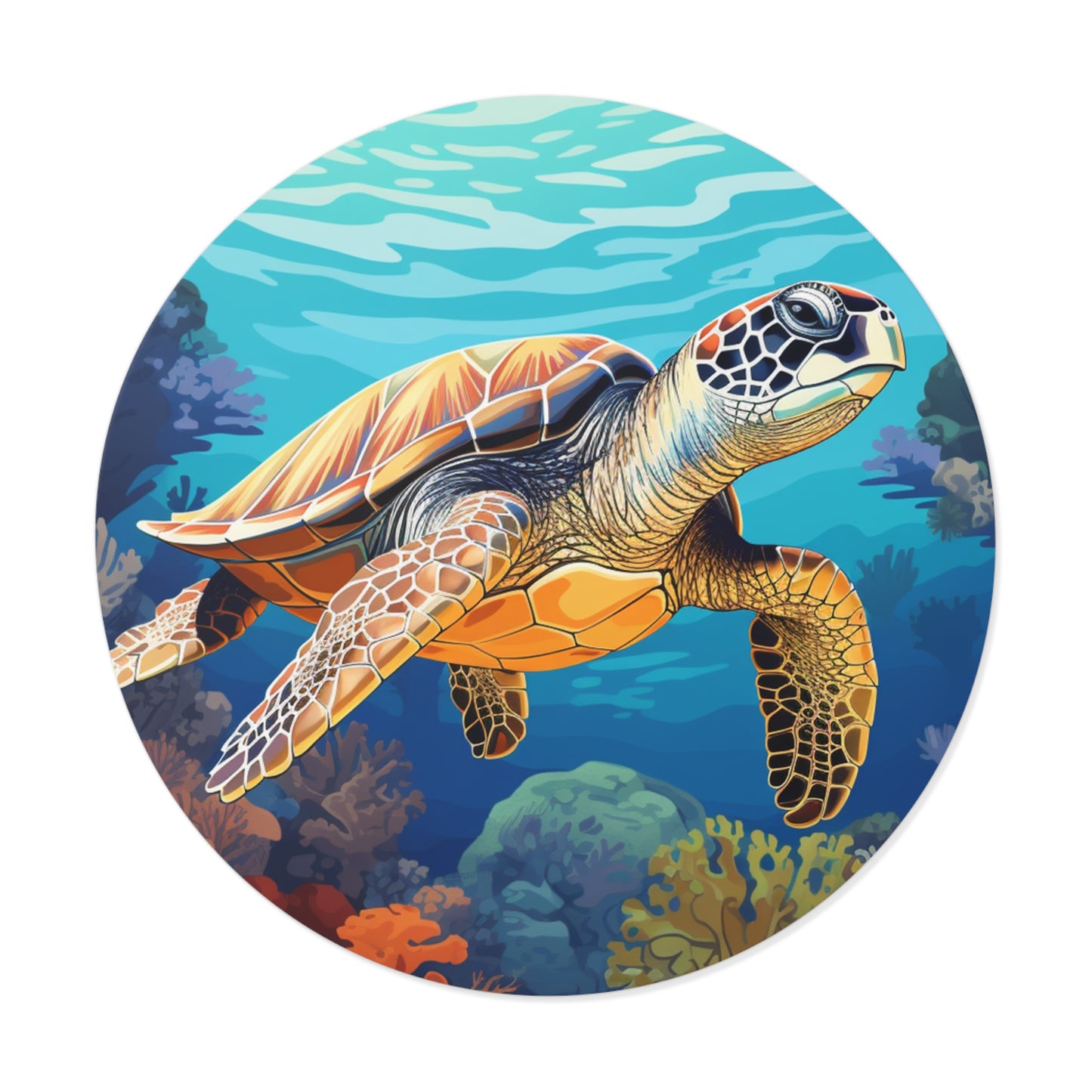 Sea Turtle Round Vinyl Stickers