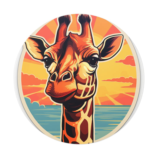 Giraffe Laptop Round Vinyl Stickers