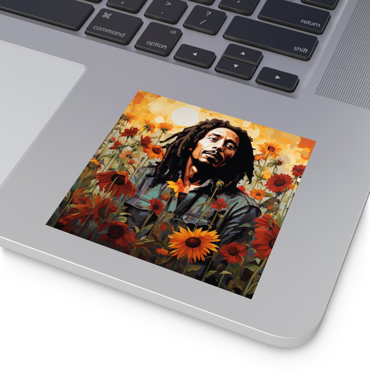 Bob Marley in a Flower Garden Laptop Sticker