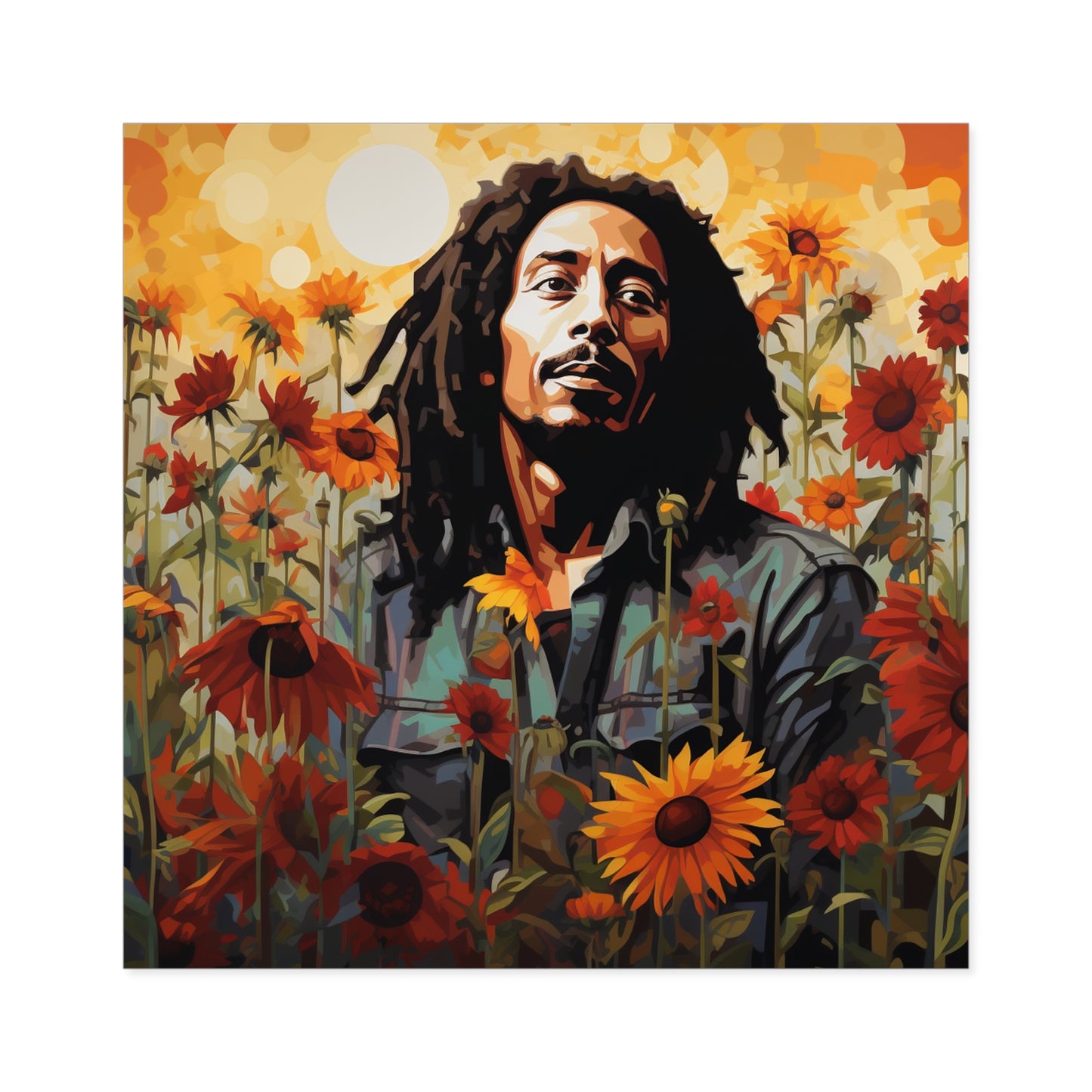 Bob Marley in a Flower Garden Laptop Sticker