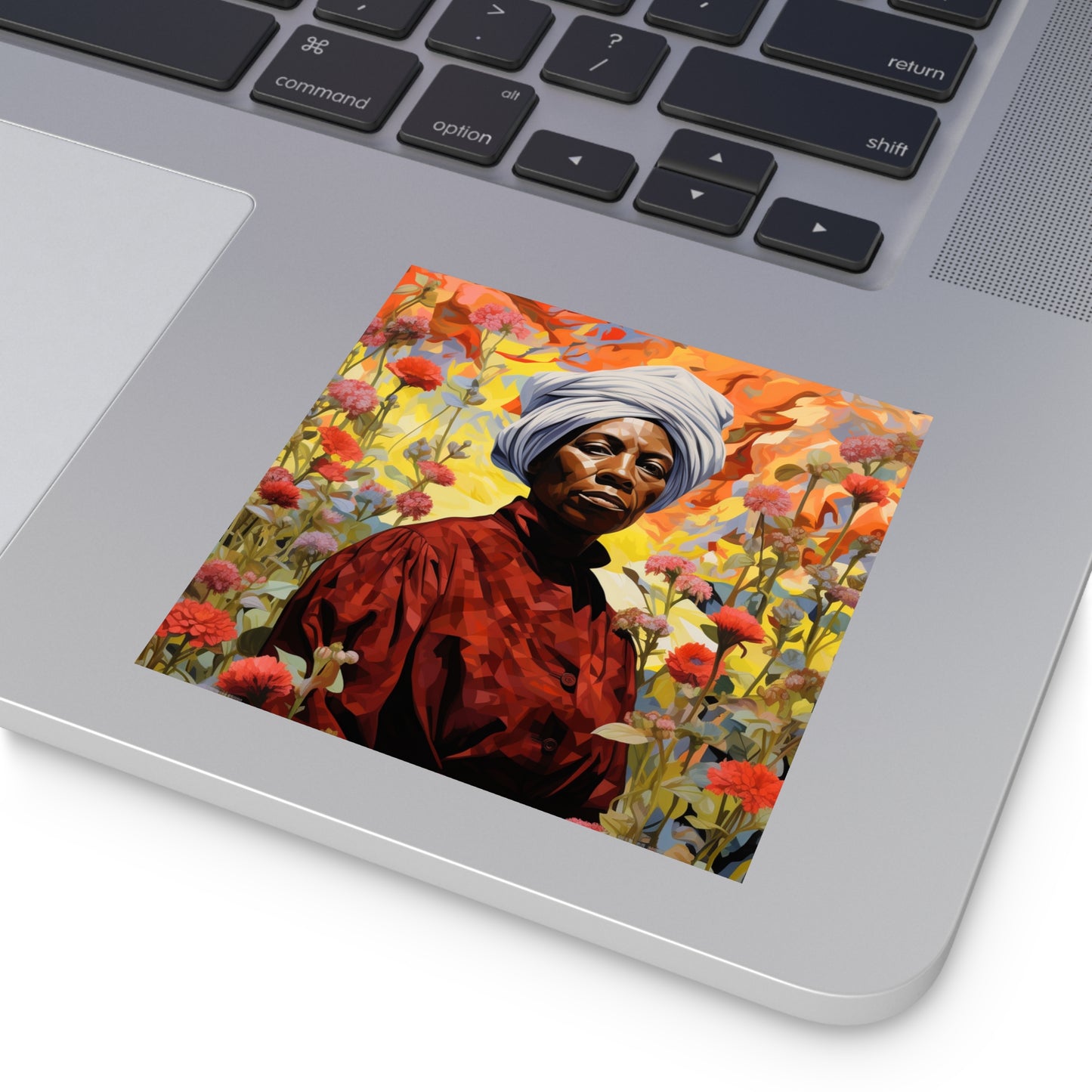 Harriet Tubman in a flower garden Laptop Sticker