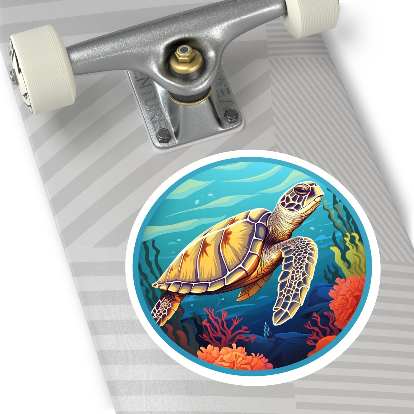 Sea Turtle Round Vinyl Stickers