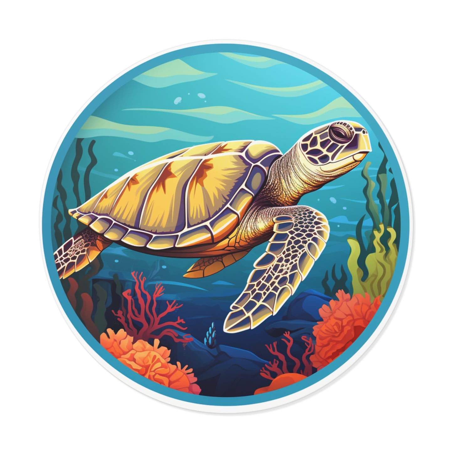 Sea Turtle Round Vinyl Stickers