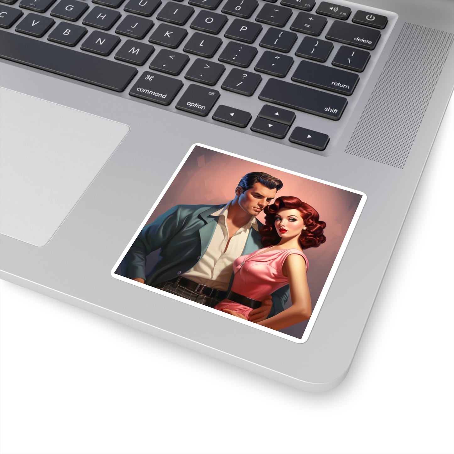 Pinup Style Couple on a Square Sticker