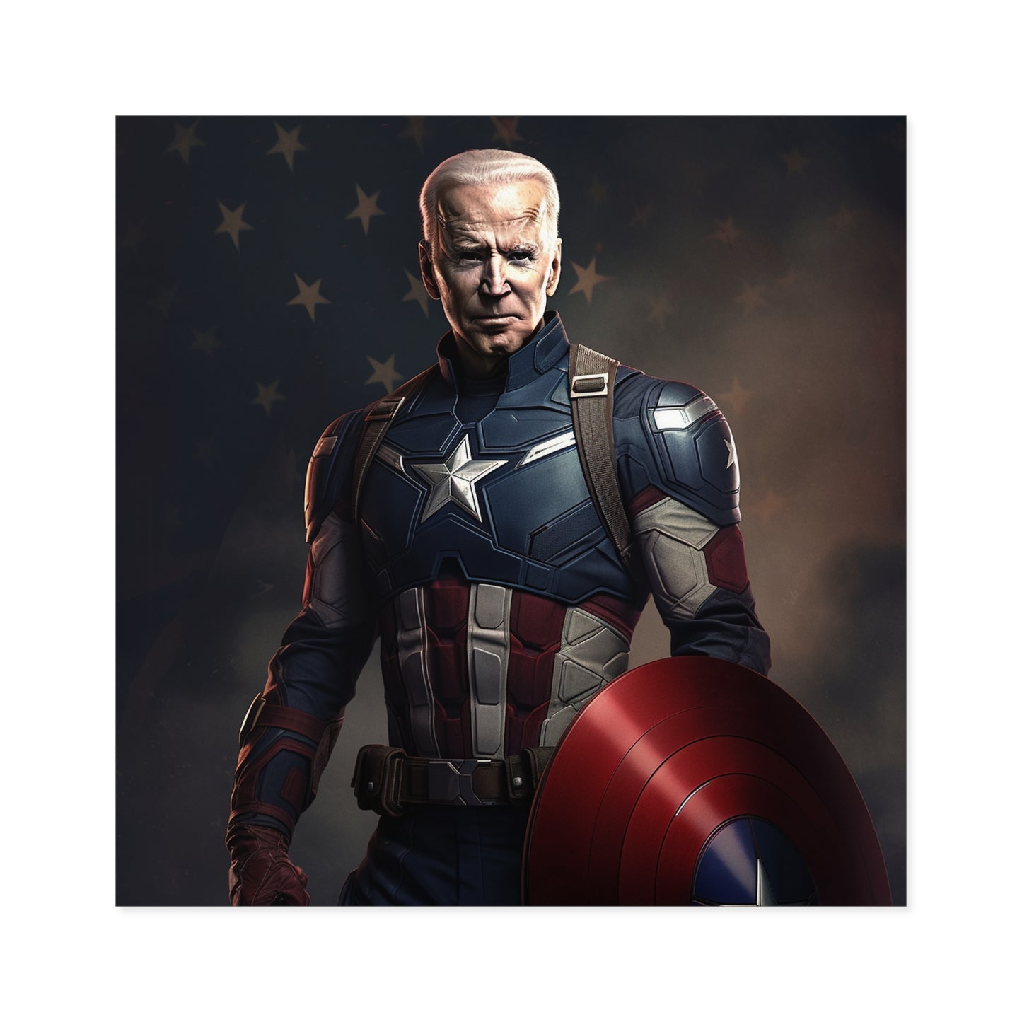 Joe Biden as Captain America on a Square Stickers Indoor\Outdoor