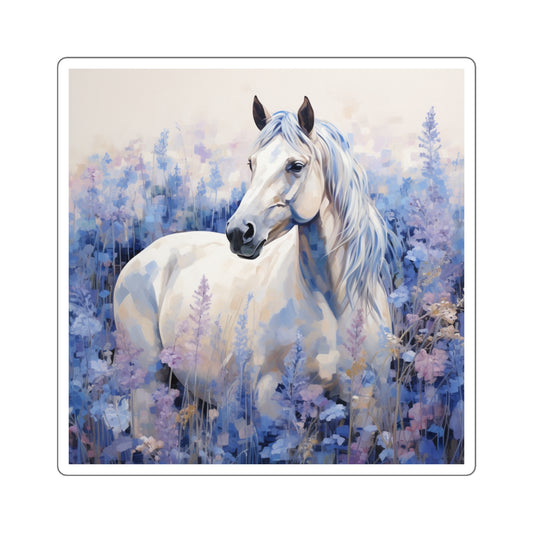 Beautiful Horse in a field of flowers Square Stickers