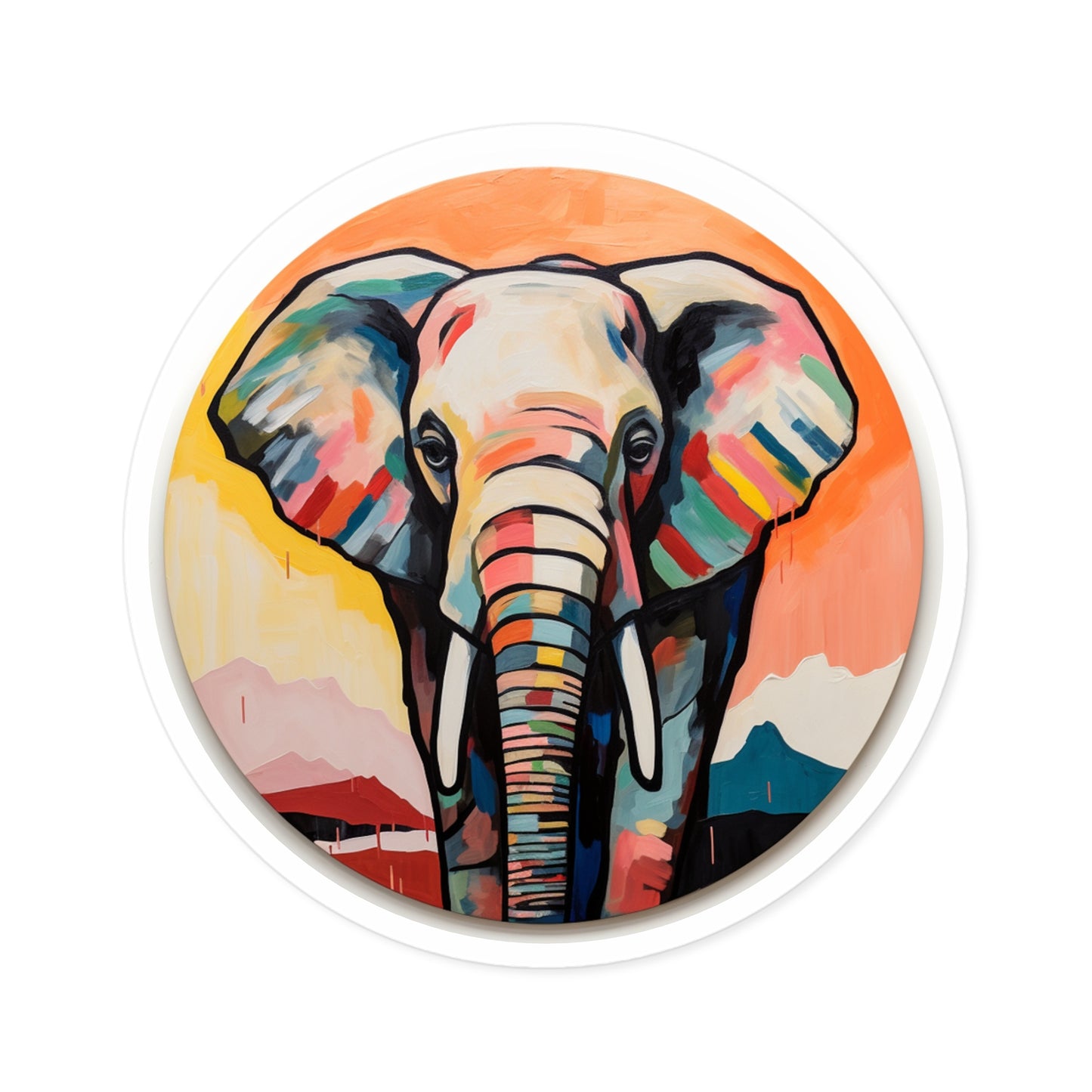 Colorful Elephant Stickers Round Stickers, IndoorOutdoor
