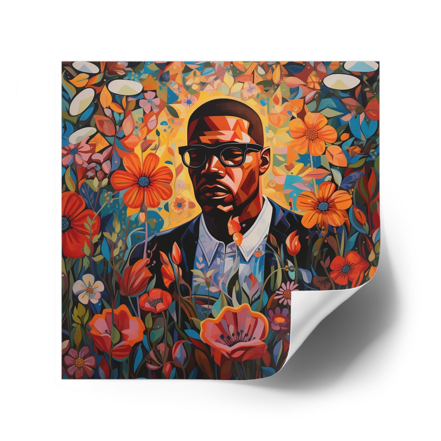 Malcolm X in a Flower Garden Laptop Sticker