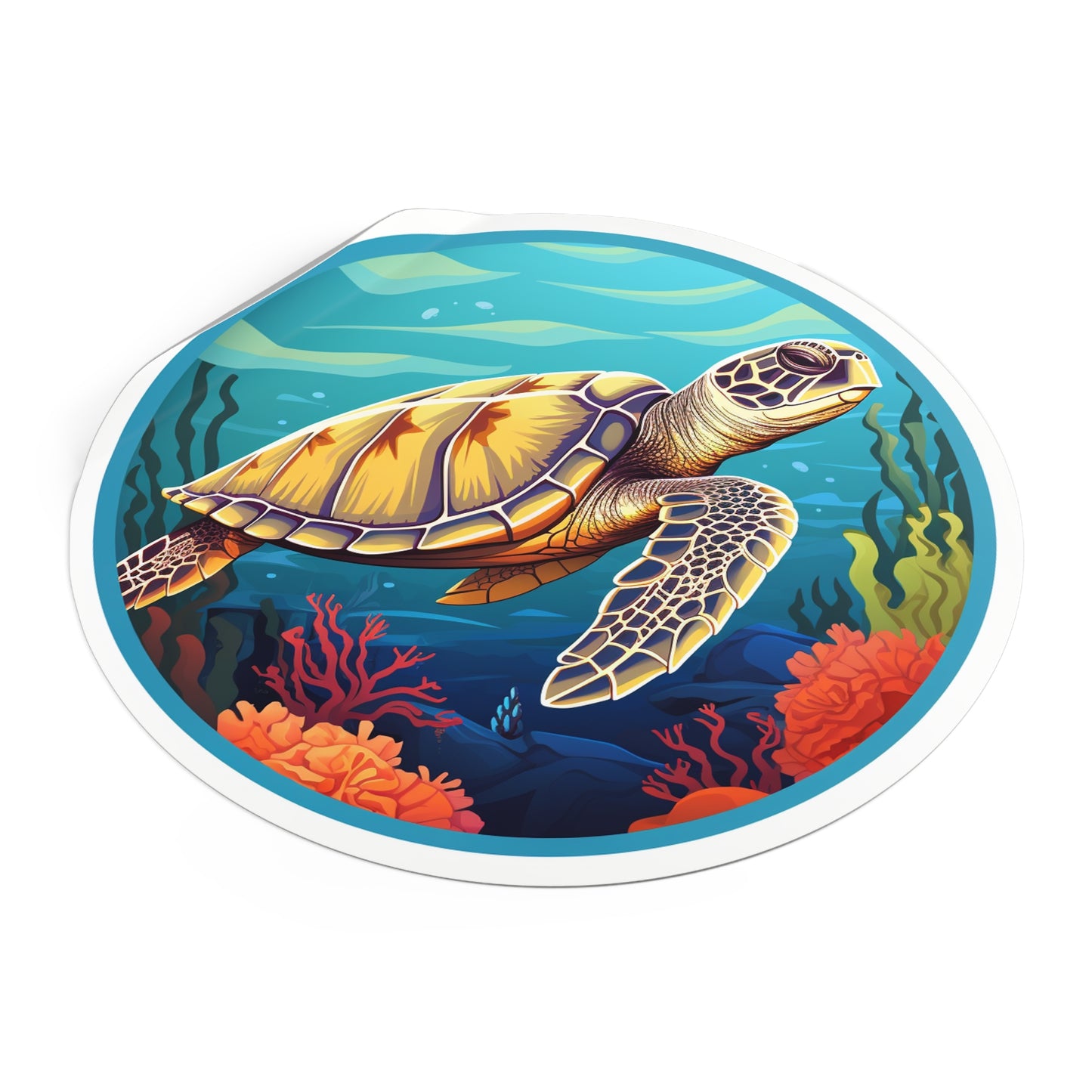 Sea Turtle Round Vinyl Stickers