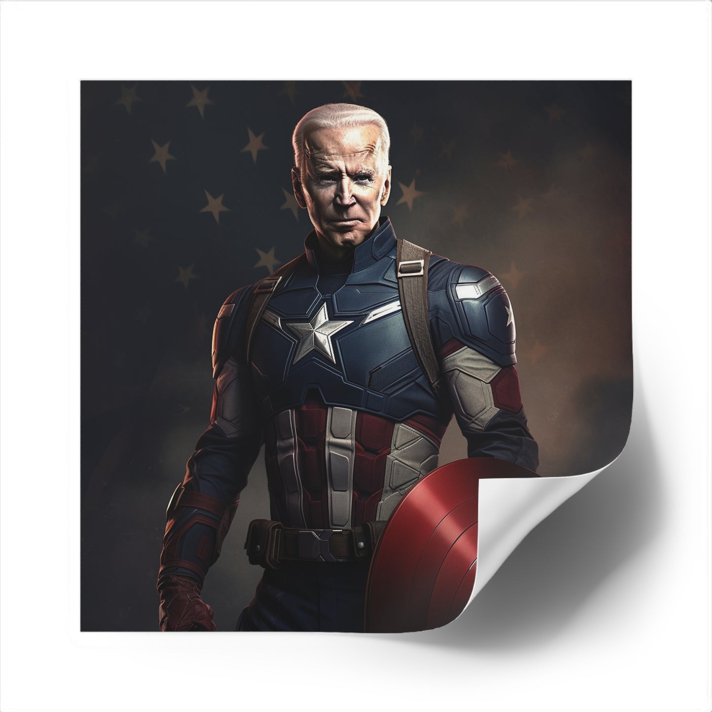 Joe Biden as Captain America on a Square Stickers Indoor\Outdoor