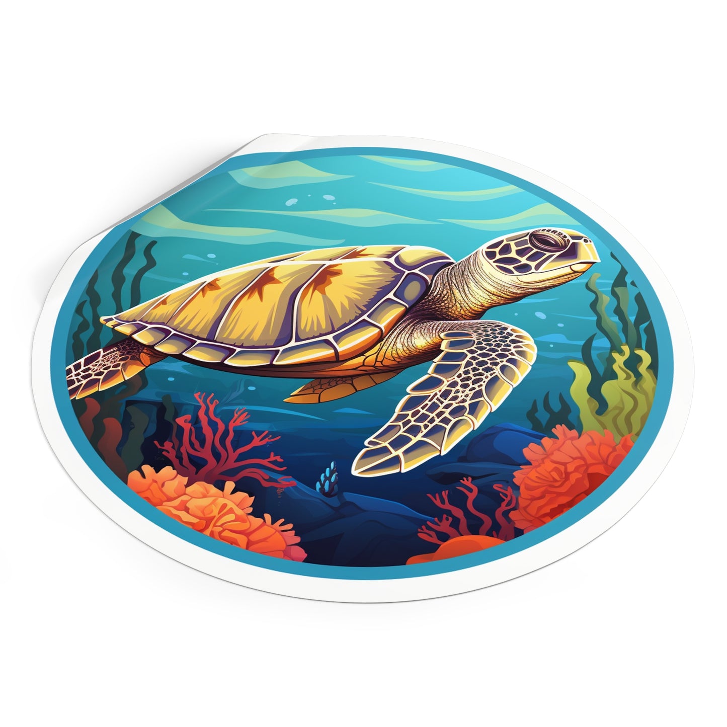 Sea Turtle Round Vinyl Stickers