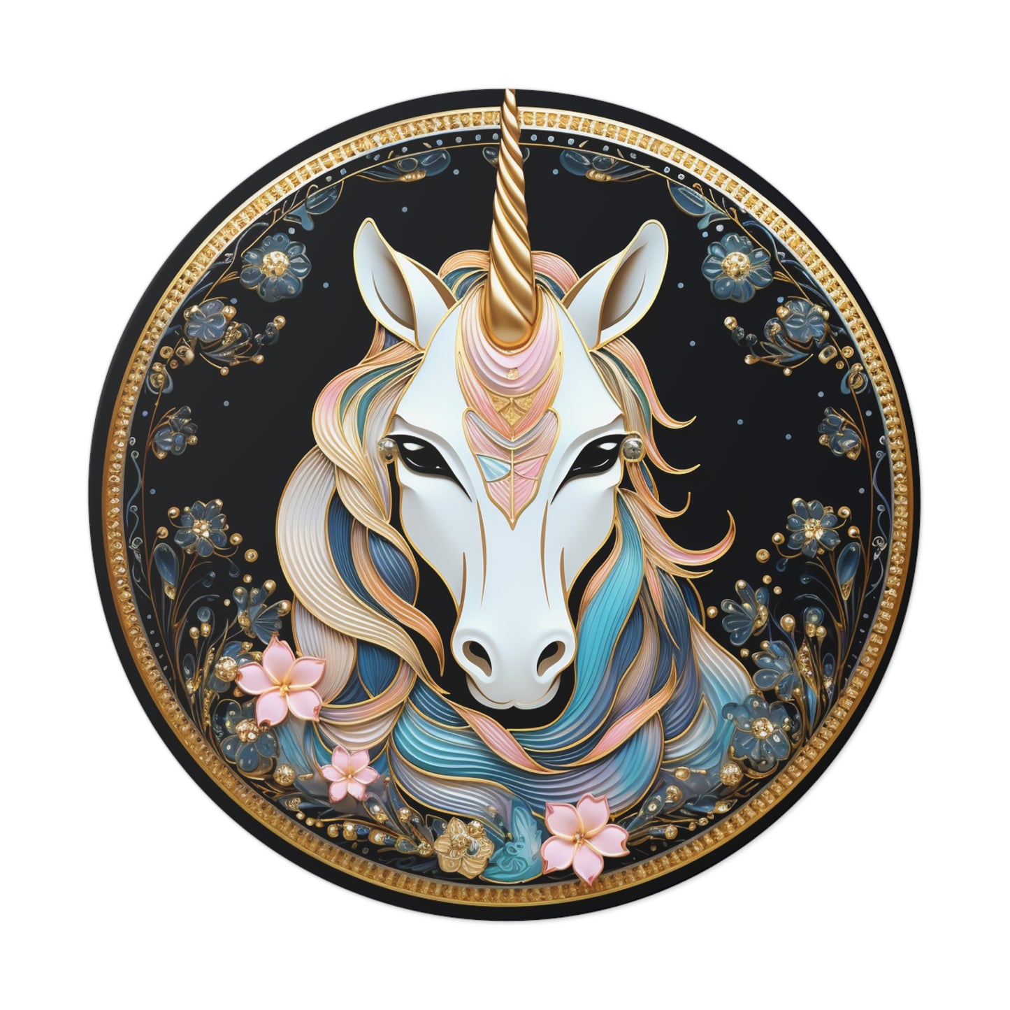 Fancy Unicorn Round Vinyl Stickers