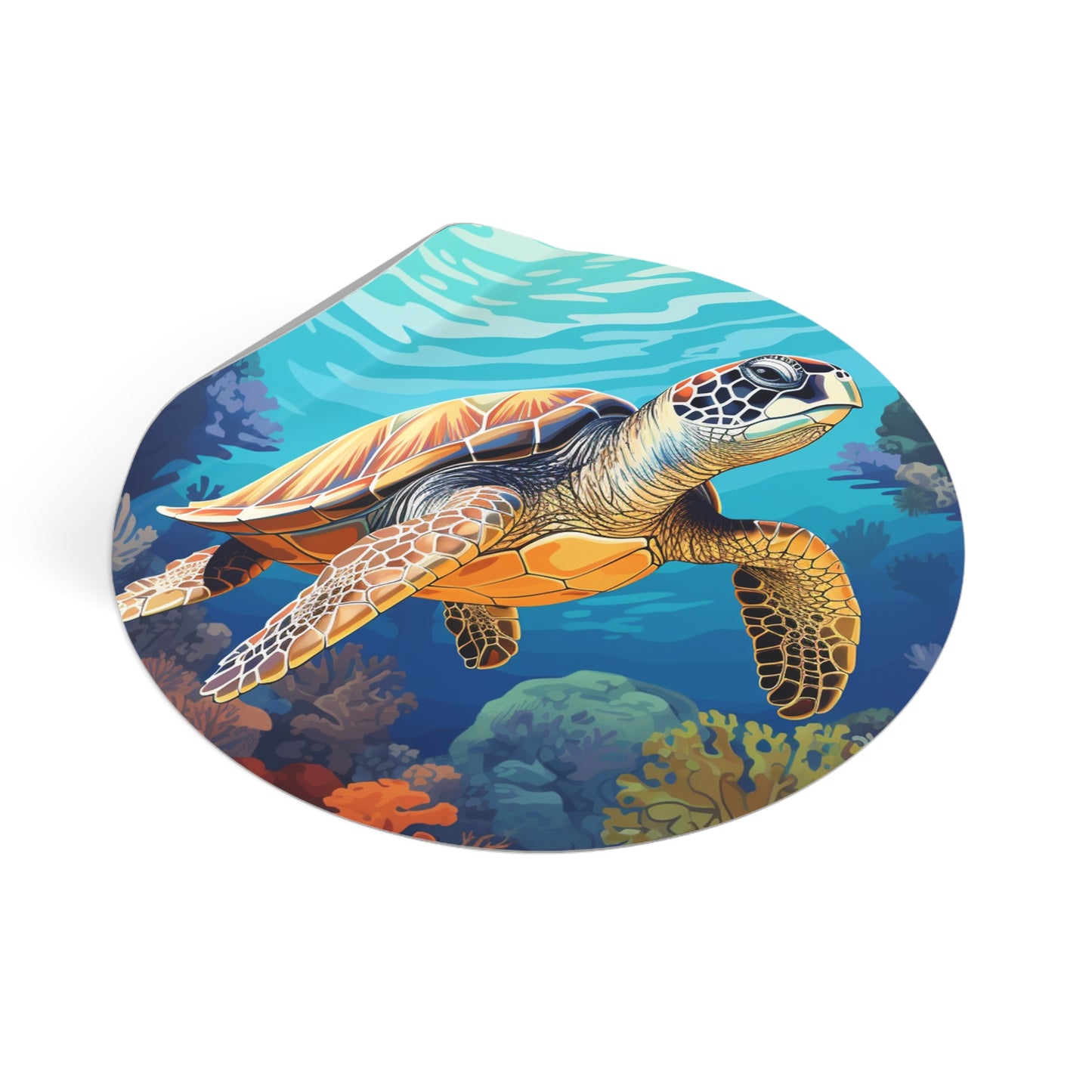 Sea Turtle Round Vinyl Stickers