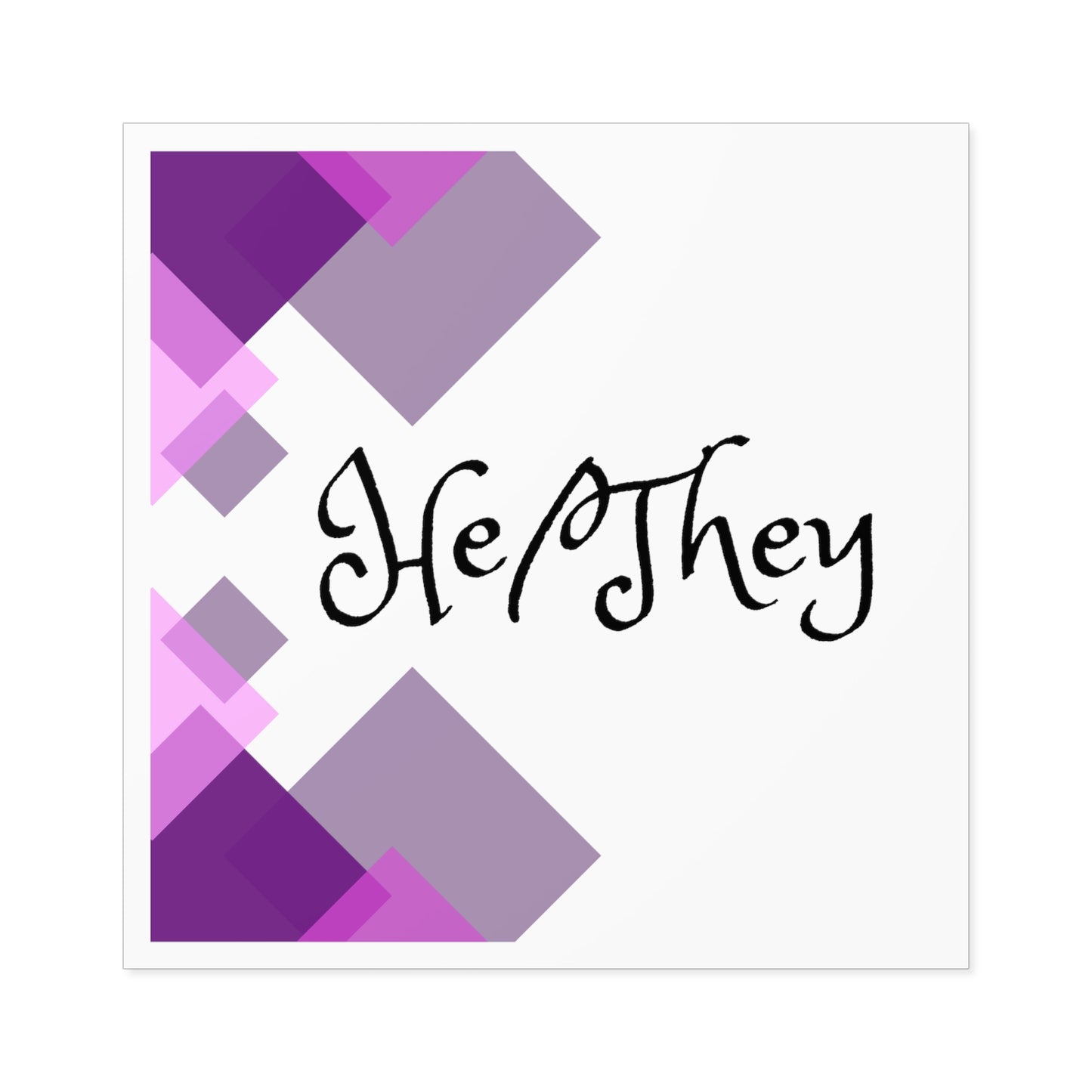 He/They Pronoun Laptop Square Stickers, Indoor\Outdoor