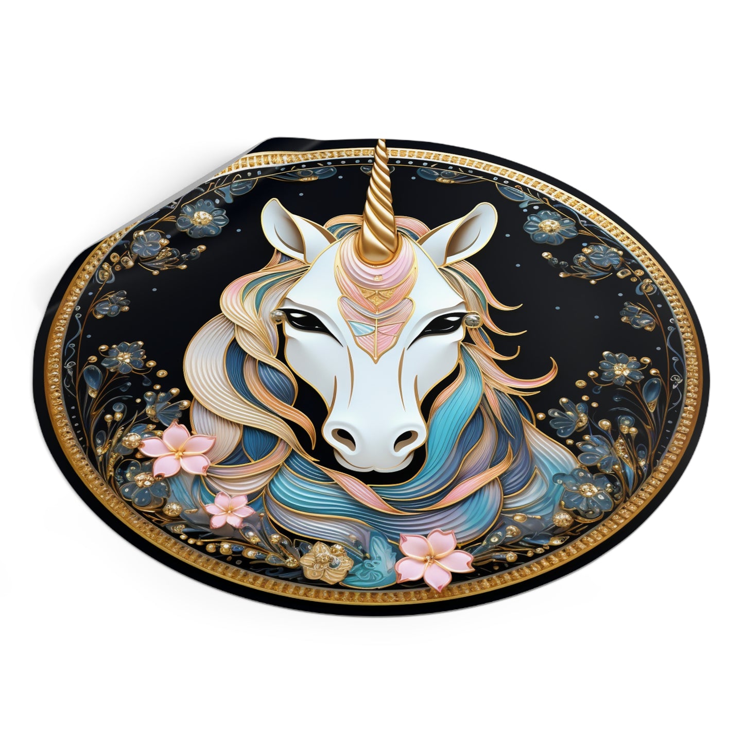 Fancy Unicorn Round Vinyl Stickers