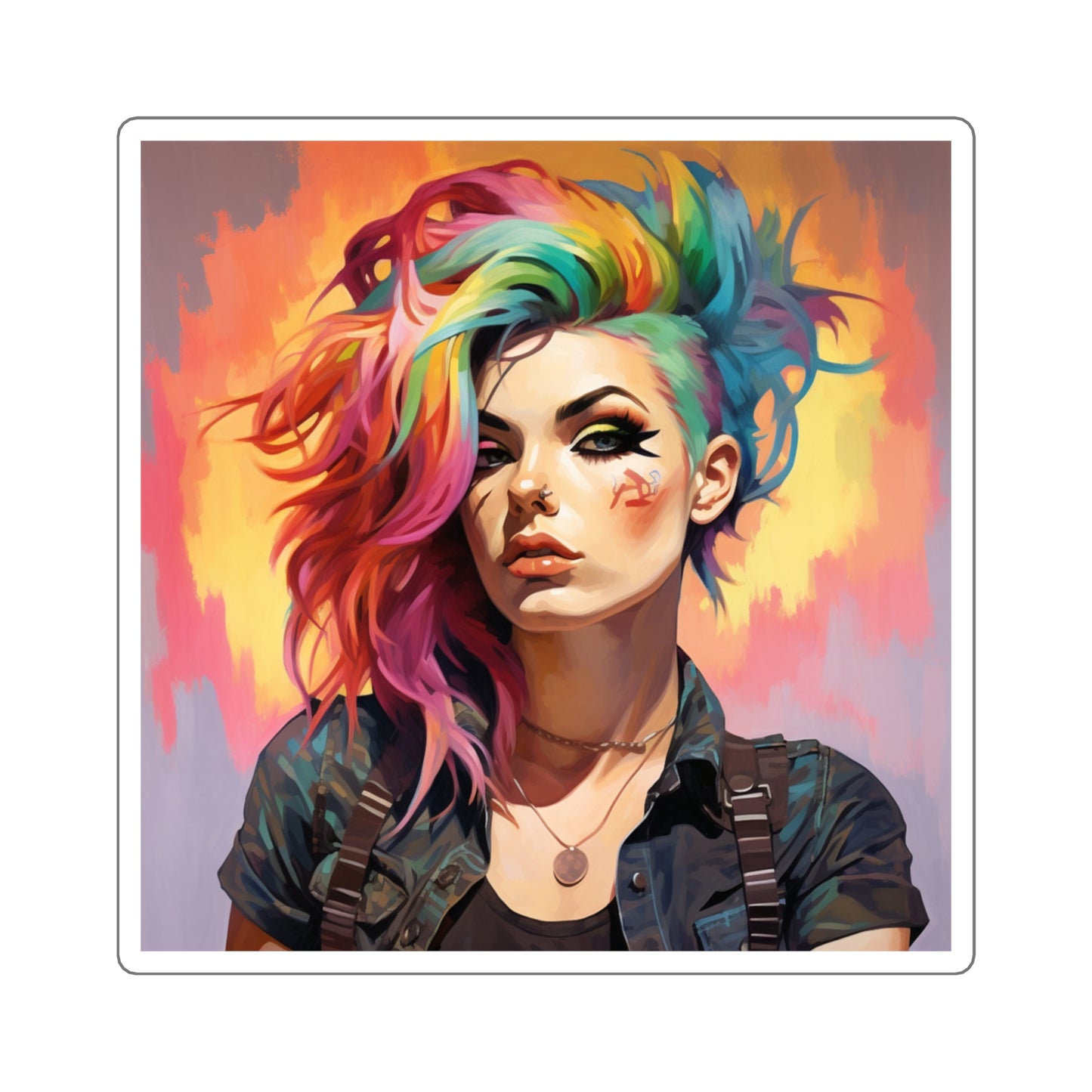 Rainbow Girl Two Square Sticker