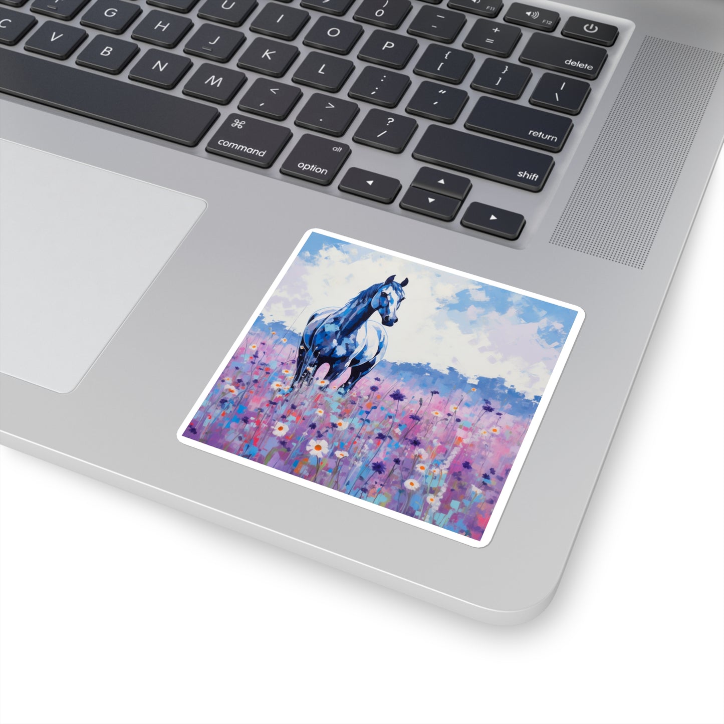 Beautiful Horse in a field of Flowers Square Stickers