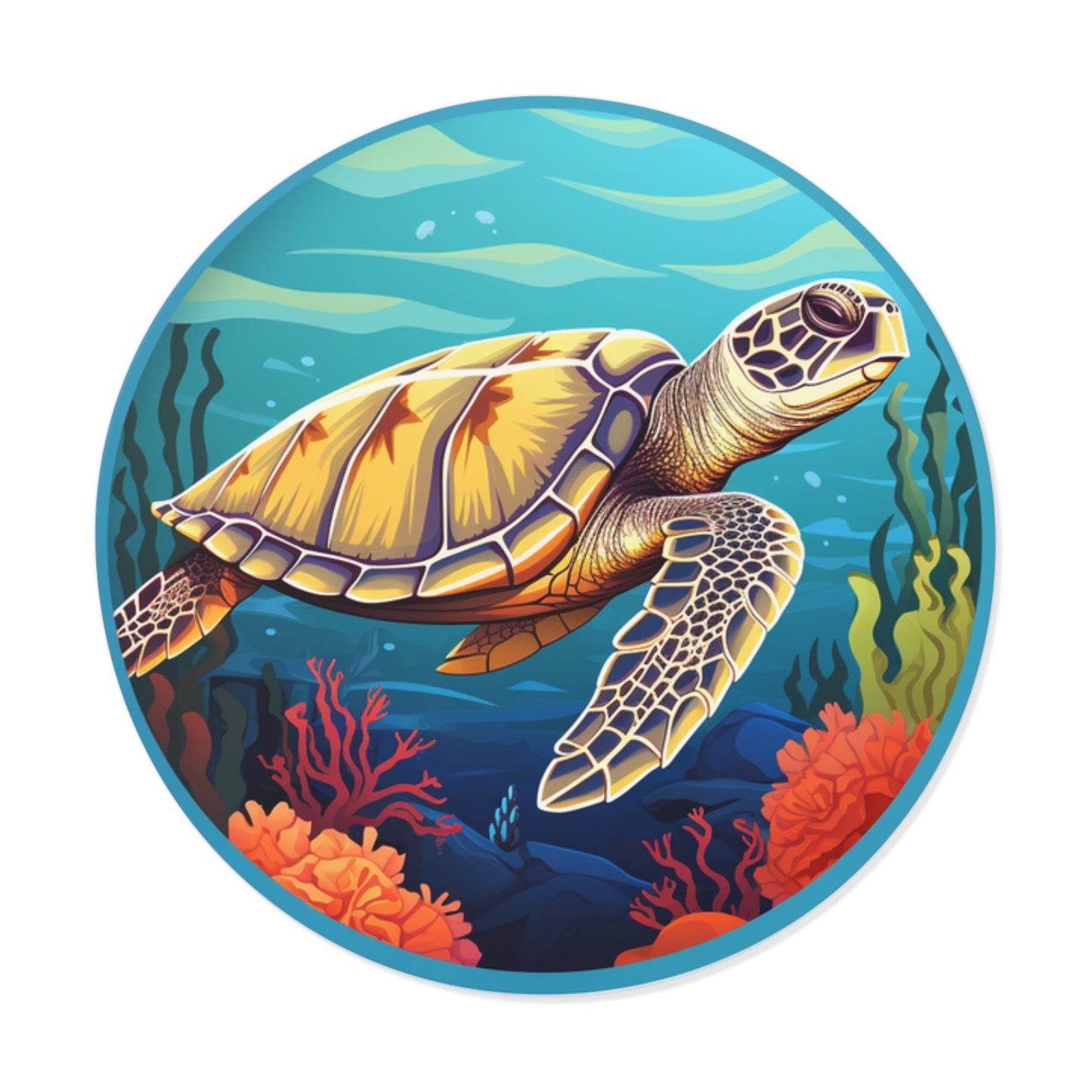 Sea Turtle Round Vinyl Stickers