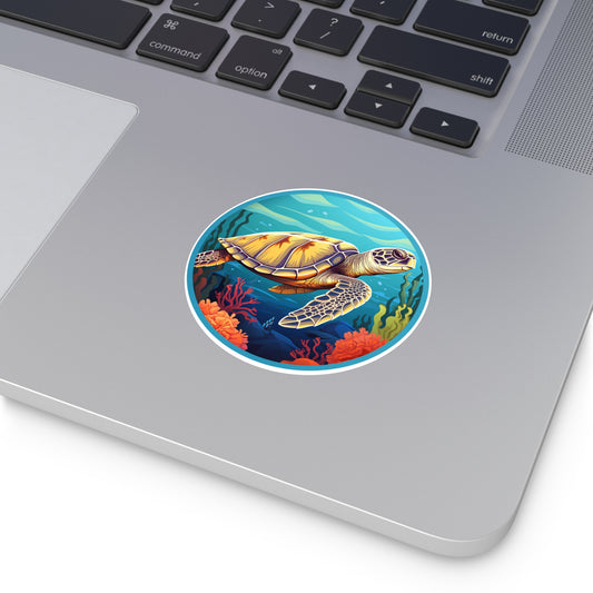 Sea Turtle Round Vinyl Stickers