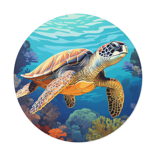 Sea Turtle Round Vinyl Stickers