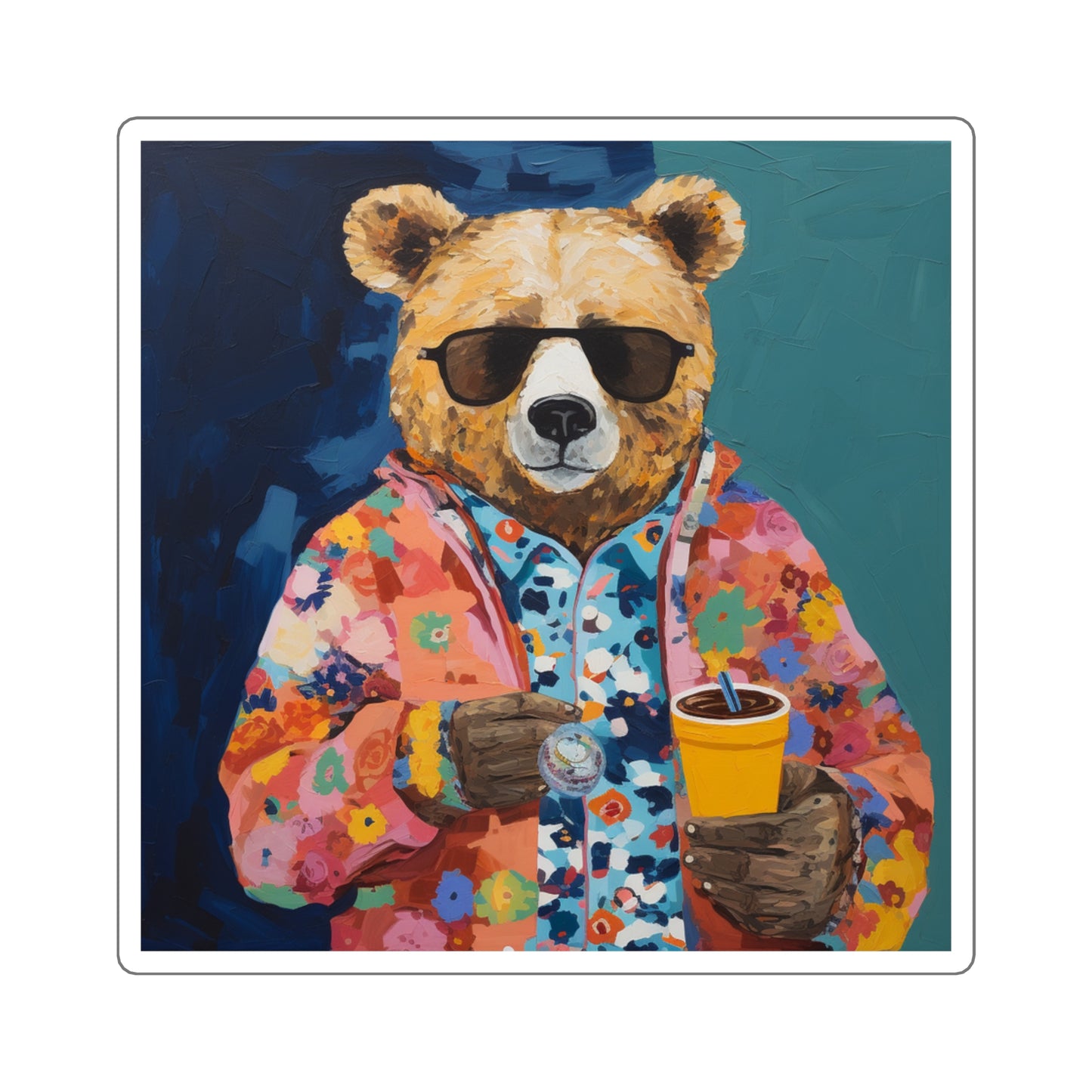 Coffee Bear Square Stickers