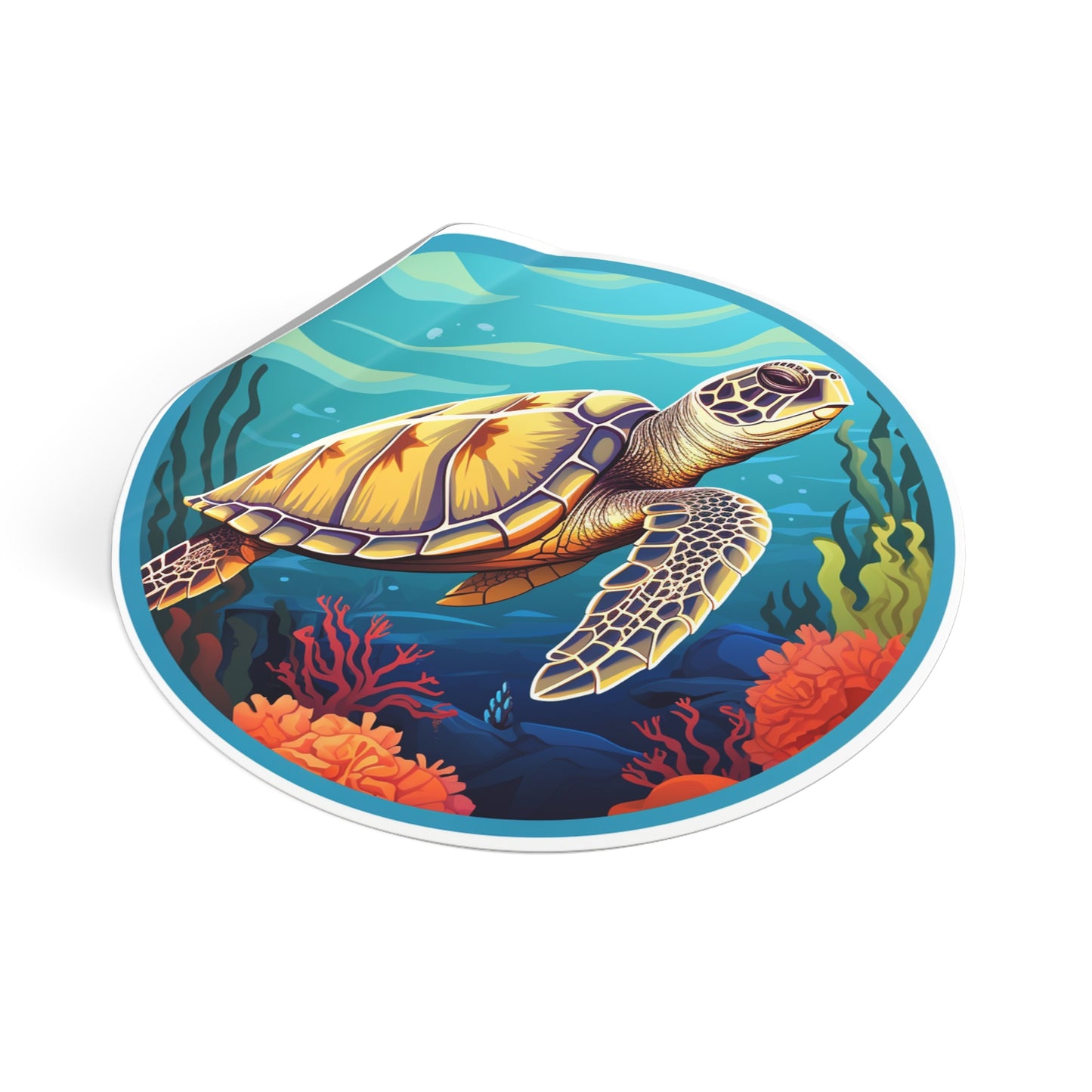 Sea Turtle Round Vinyl Stickers