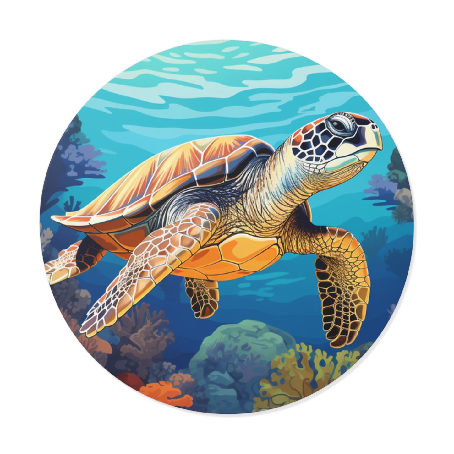 Sea Turtle Round Vinyl Stickers