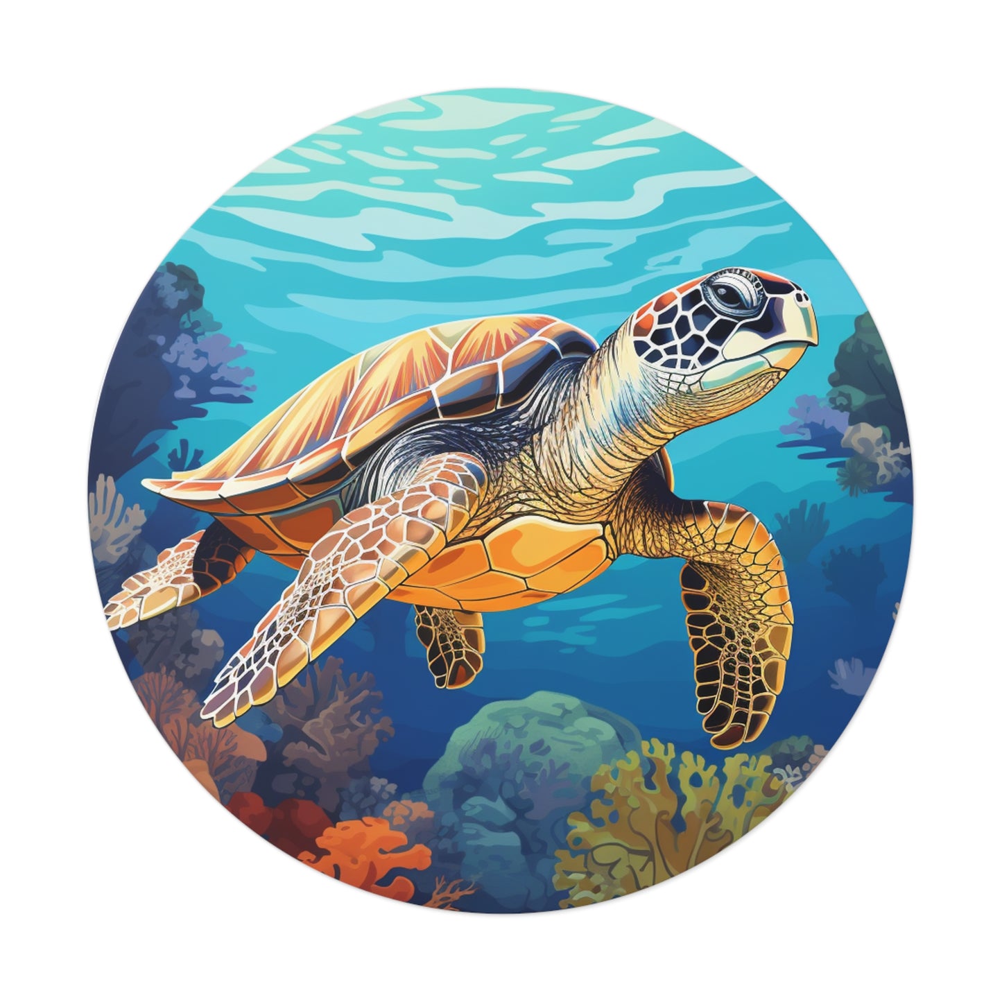 Sea Turtle Round Vinyl Stickers