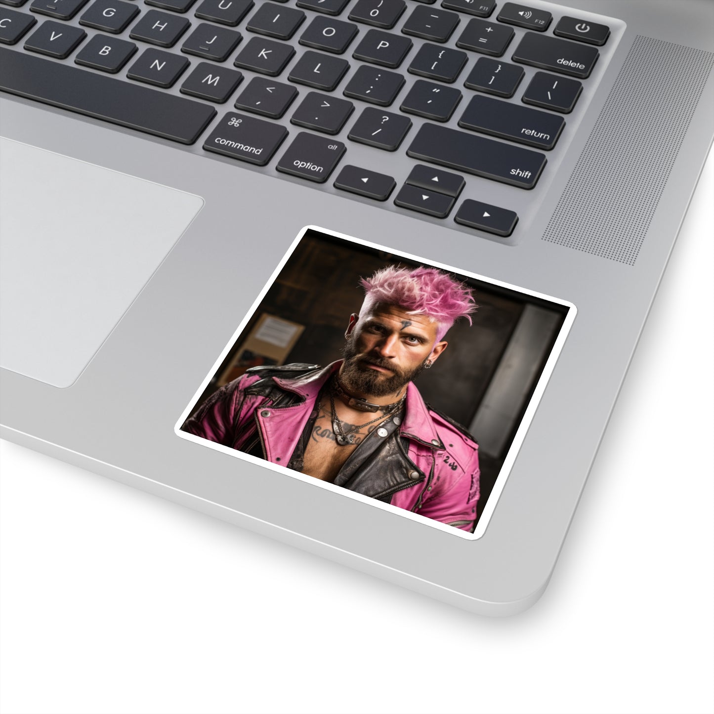 Punk Man with Pink Hair Square Sticker