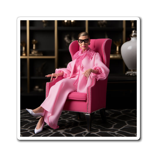 Ruth Bader Ginsburg dressed in Barbie Pink Magnet