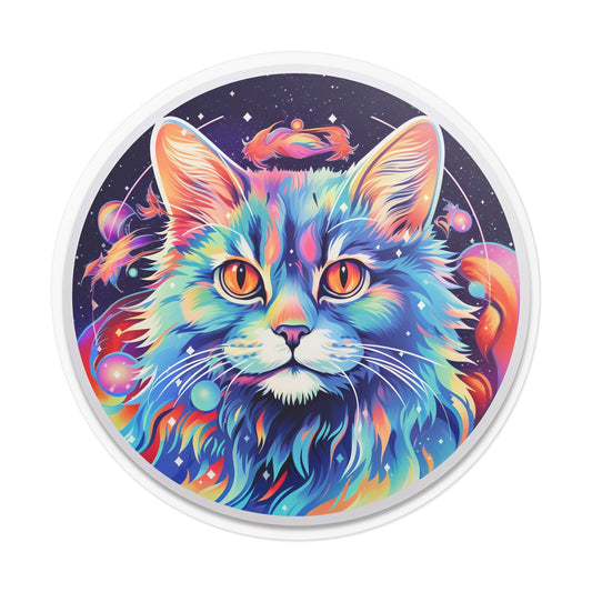 Cat in Space Round Vinyl Stickers