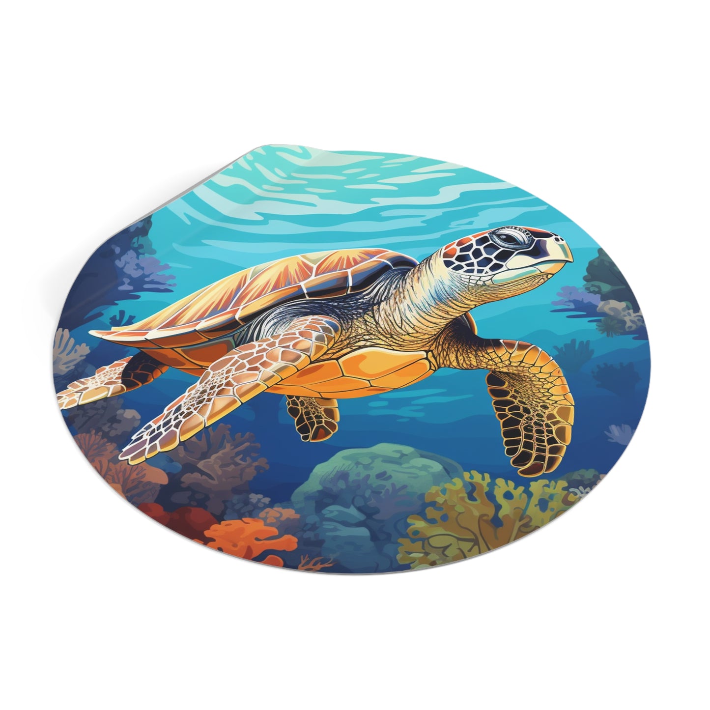 Sea Turtle Round Vinyl Stickers