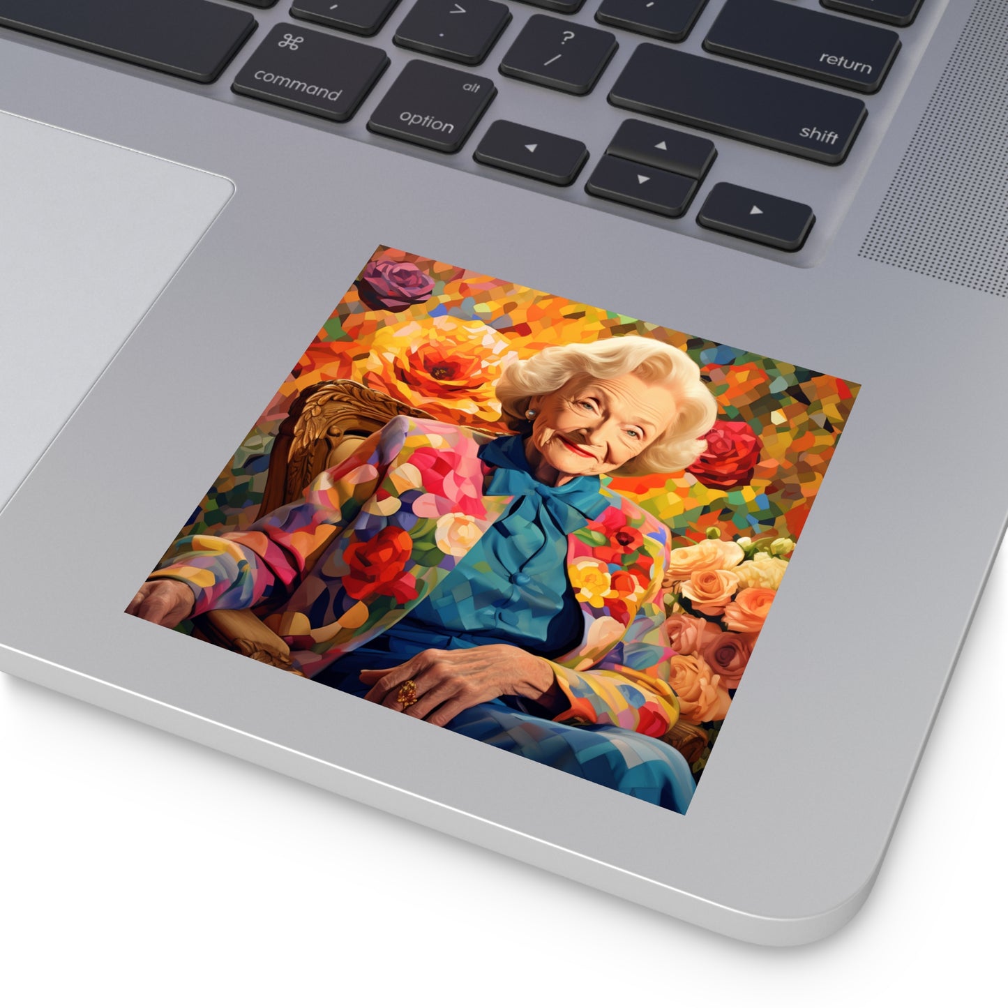 Betty White in a Flower Garden Laptop Sticker