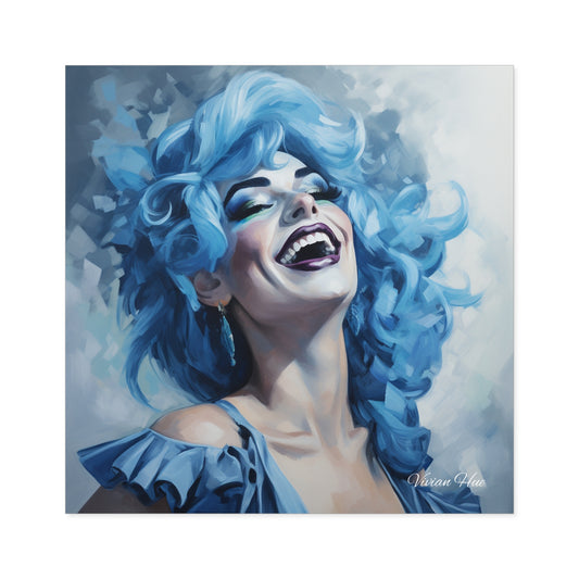 Blue-Haired Drag Queen Square  Laptop Stickers, Indoor\Outdoor