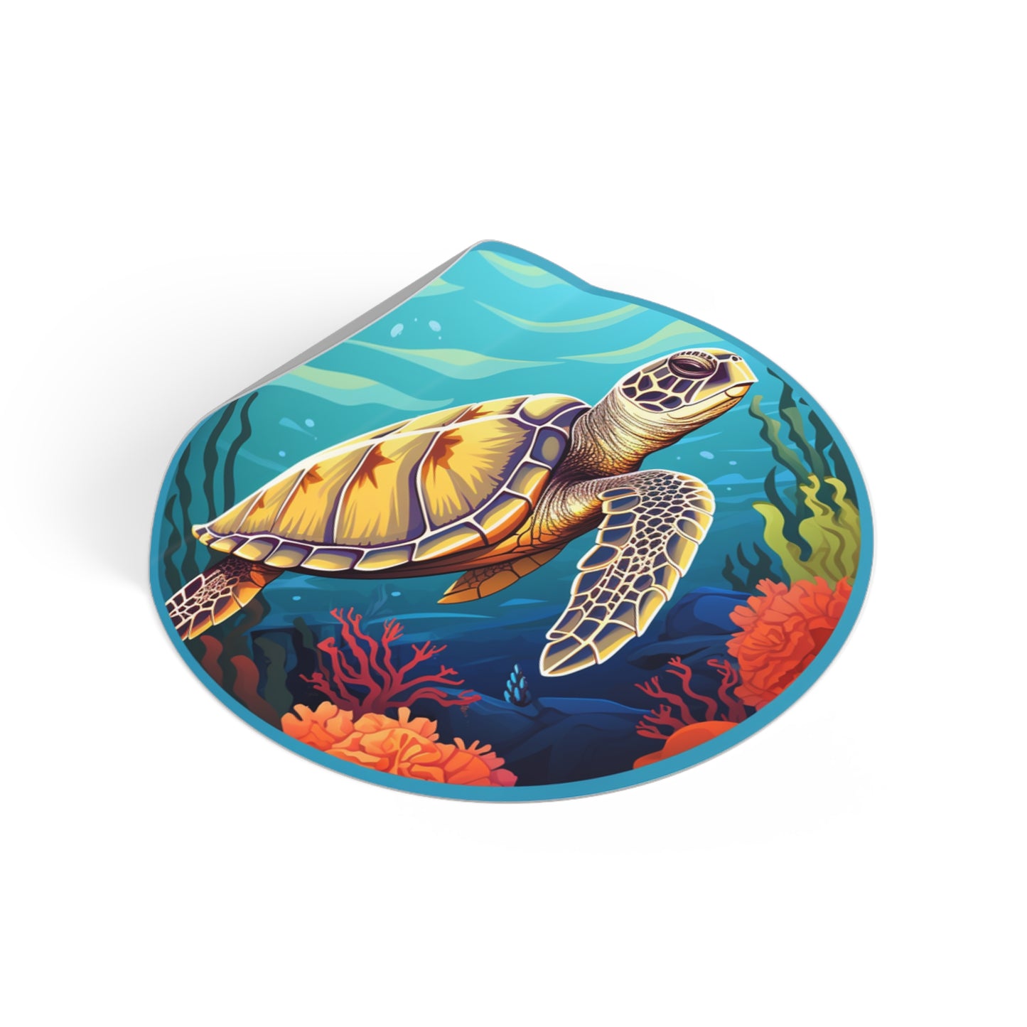 Sea Turtle Round Vinyl Stickers